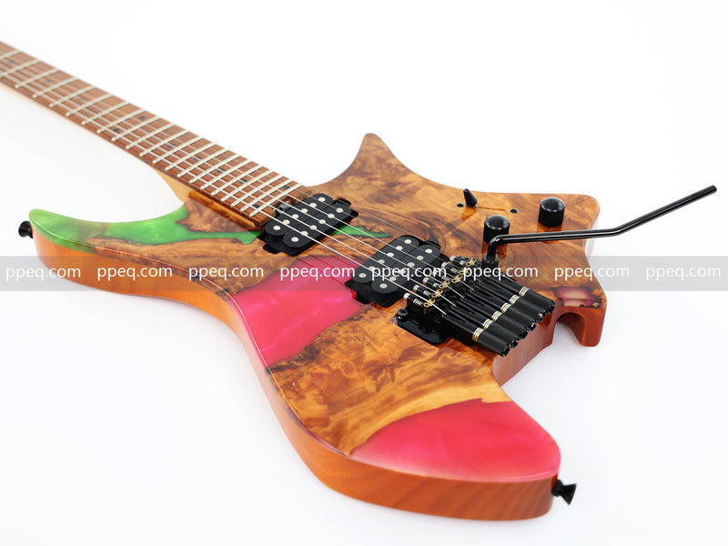 6-String Tapered Neck ResinBurl Body Headless Electric Guitar (PHG-007)