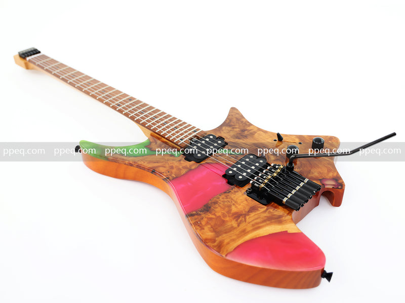 6-String Tapered Neck ResinBurl Body Headless Electric Guitar (PHG-007)