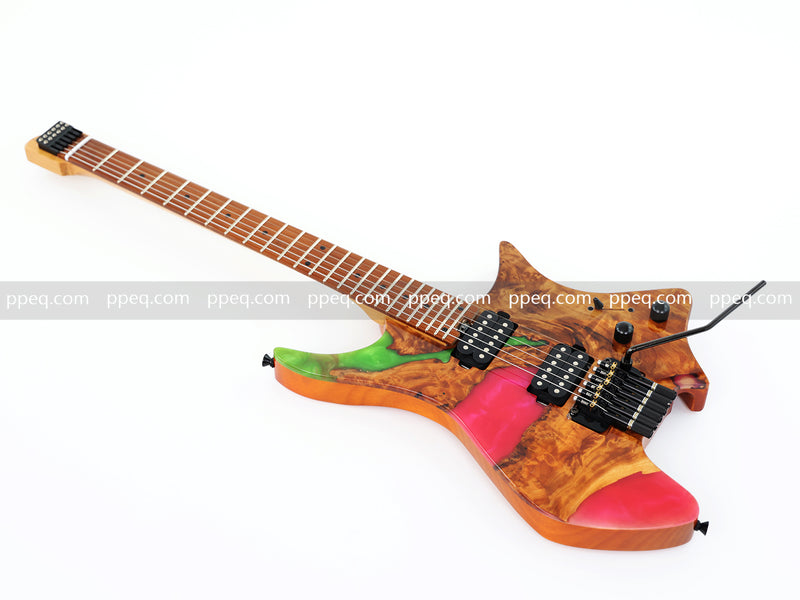 6-String Tapered Neck ResinBurl Body Headless Electric Guitar (PHG-007)