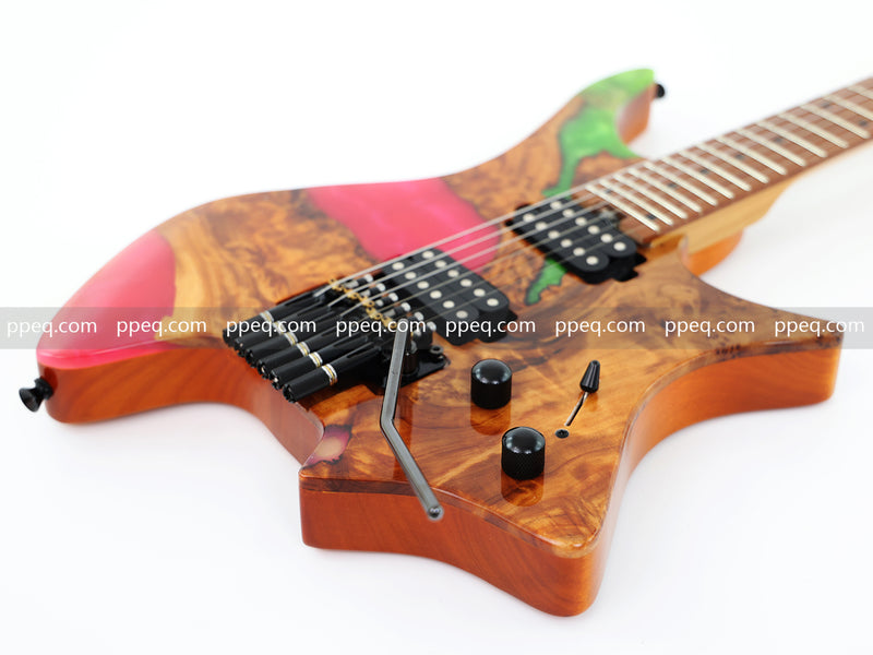 6-String Tapered Neck ResinBurl Body Headless Electric Guitar (PHG-007)