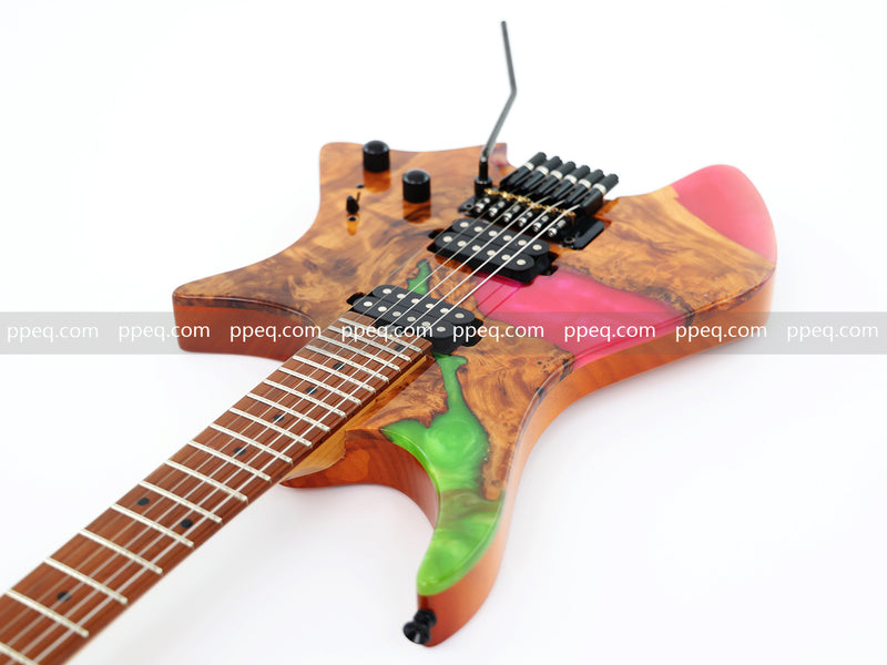 6-String Tapered Neck ResinBurl Body Headless Electric Guitar (PHG-007)