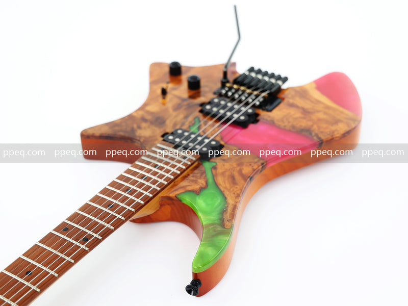 6-String Tapered Neck ResinBurl Body Headless Electric Guitar (PHG-007)