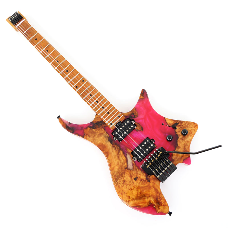 6-String Tapered Neck ResinBurl Body Headless Electric Guitar (PHG-008)