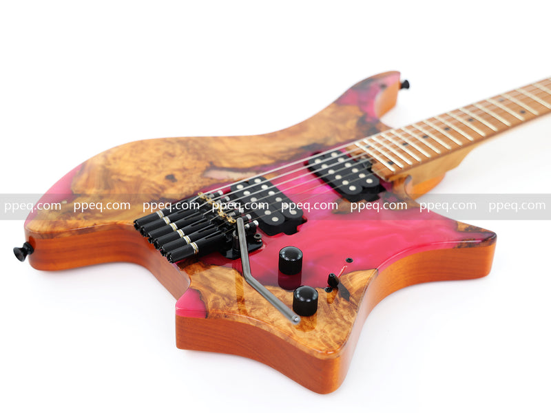 6-String Tapered Neck ResinBurl Body Headless Electric Guitar (PHG-008)