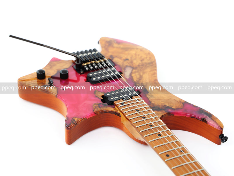 6-String Tapered Neck ResinBurl Body Headless Electric Guitar (PHG-008)