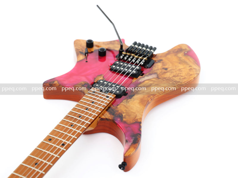 6-String Tapered Neck ResinBurl Body Headless Electric Guitar (PHG-008)