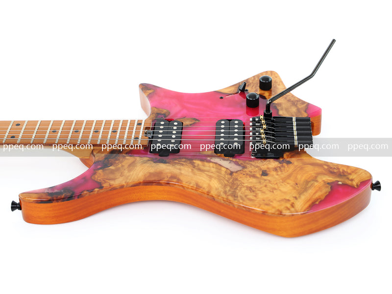 6-String Tapered Neck ResinBurl Body Headless Electric Guitar (PHG-008)