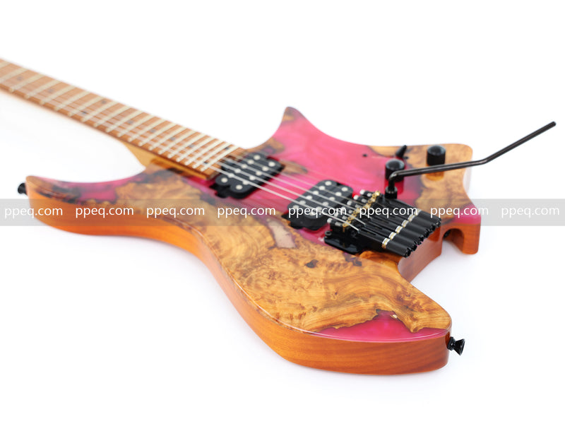 6-String Tapered Neck ResinBurl Body Headless Electric Guitar (PHG-008)