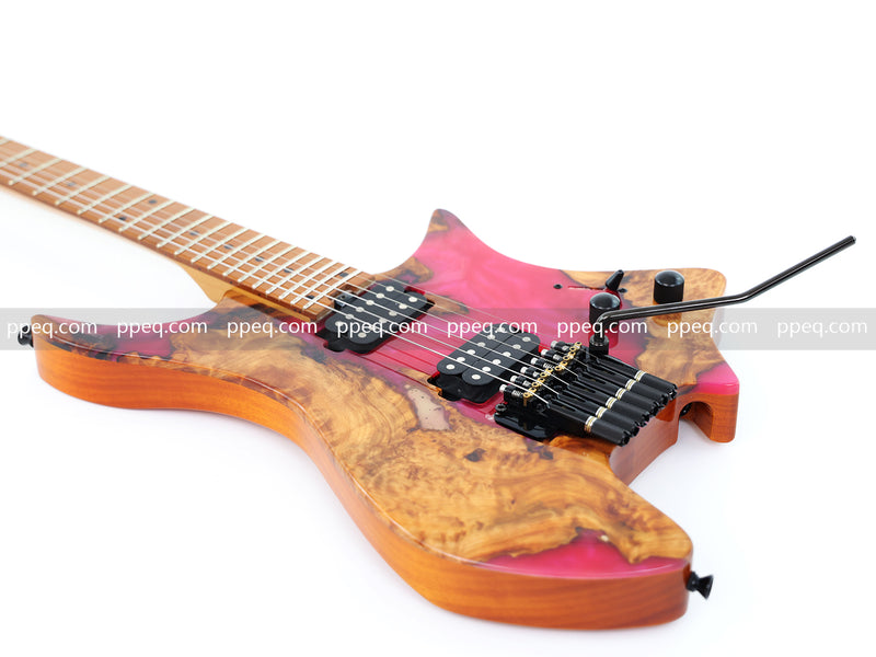 6-String Tapered Neck ResinBurl Body Headless Electric Guitar (PHG-008)