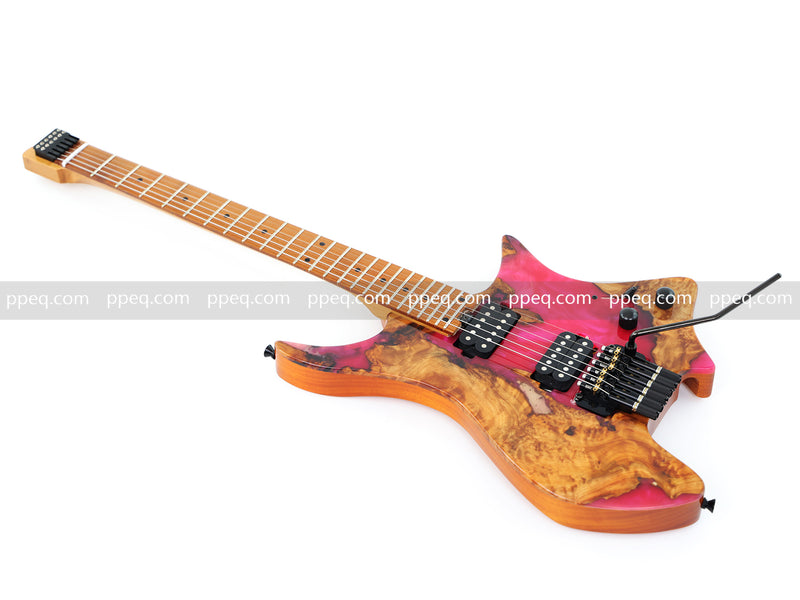 6-String Tapered Neck ResinBurl Body Headless Electric Guitar (PHG-008)