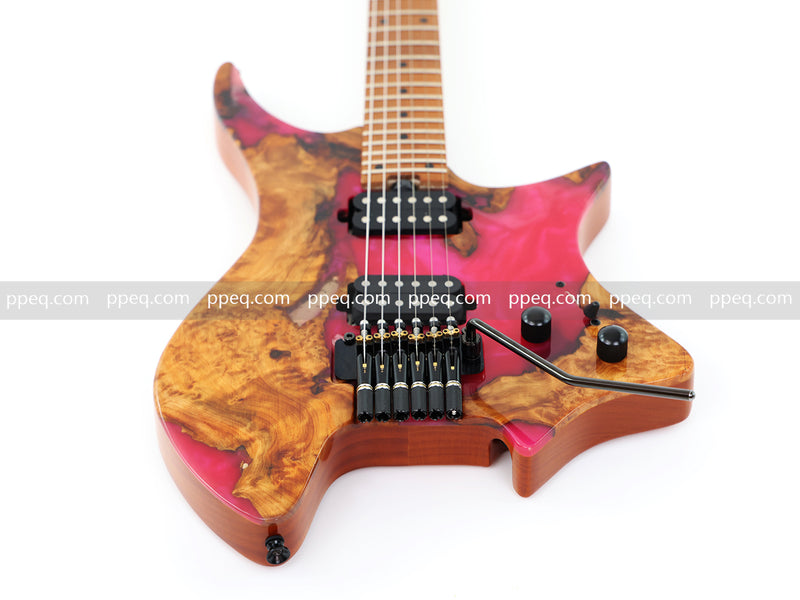 6-String Tapered Neck ResinBurl Body Headless Electric Guitar (PHG-008)