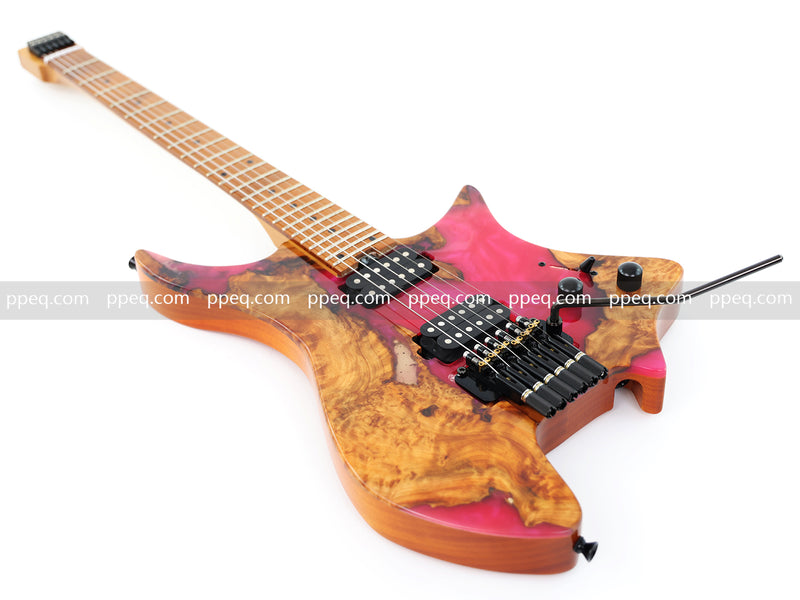 6-String Tapered Neck ResinBurl Body Headless Electric Guitar (PHG-008)
