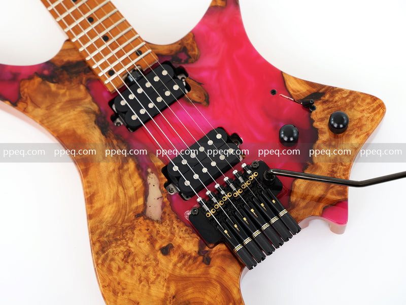 6-String Tapered Neck ResinBurl Body Headless Electric Guitar (PHG-008)