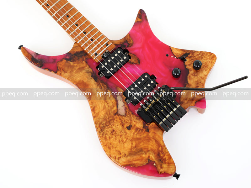 6-String Tapered Neck ResinBurl Body Headless Electric Guitar (PHG-008)