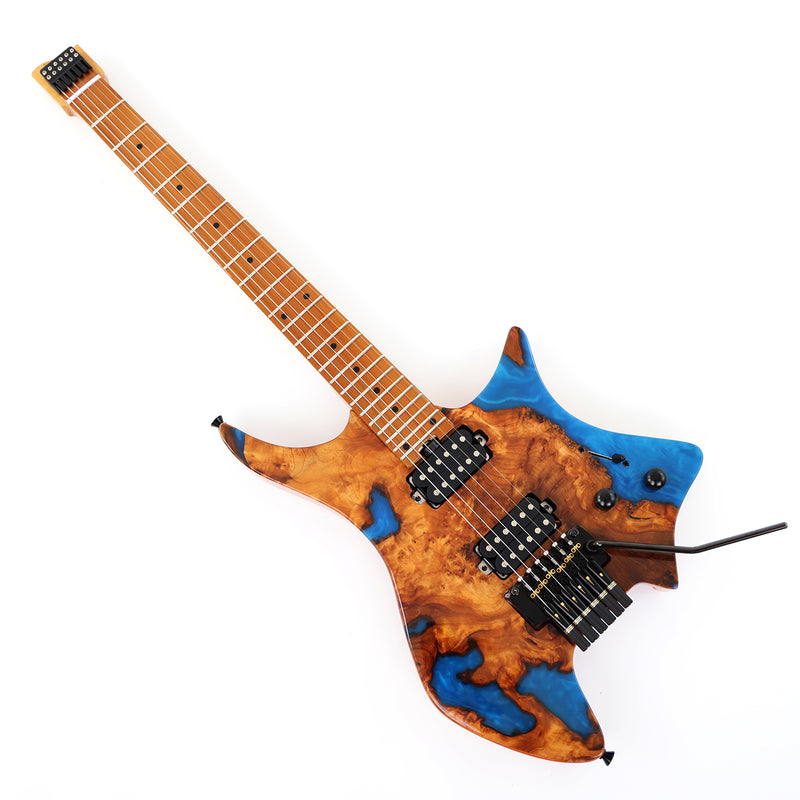 6-String Tapered Neck ResinBurl Body Headless Electric Guitar (PHG-009)