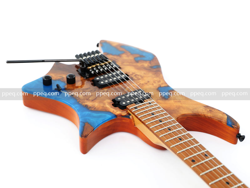 6-String Tapered Neck ResinBurl Body Headless Electric Guitar (PHG-009)