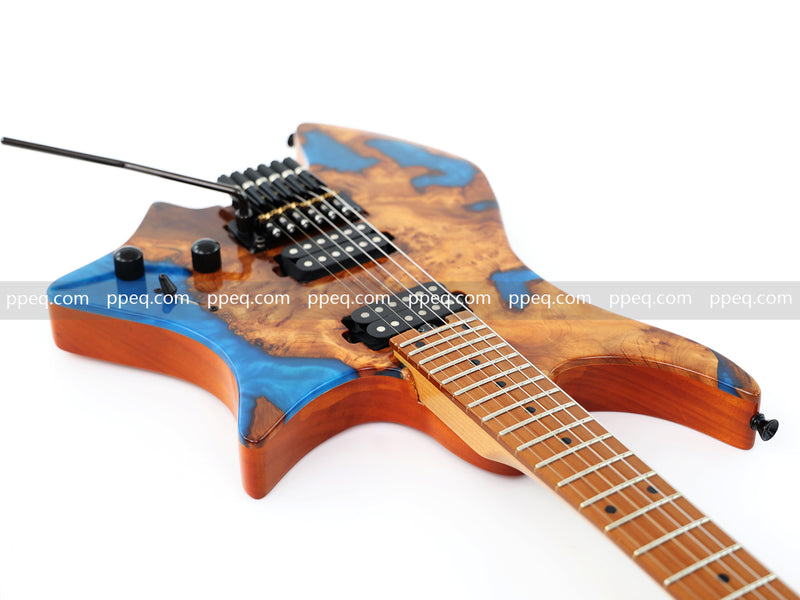 6-String Tapered Neck ResinBurl Body Headless Electric Guitar (PHG-009)