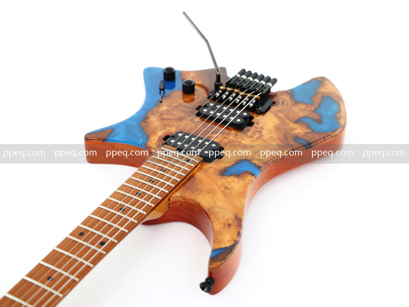 6-String Tapered Neck ResinBurl Body Headless Electric Guitar (PHG-009)