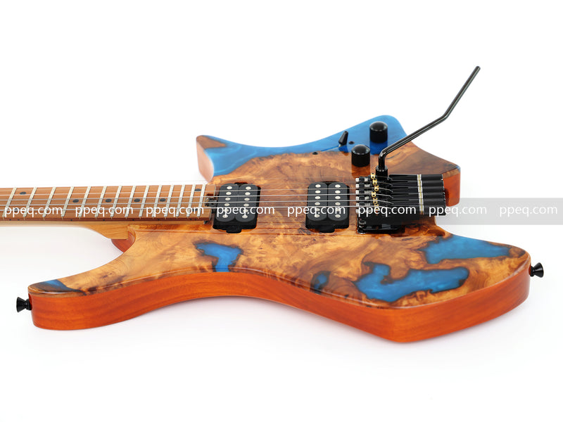 6-String Tapered Neck ResinBurl Body Headless Electric Guitar (PHG-009)
