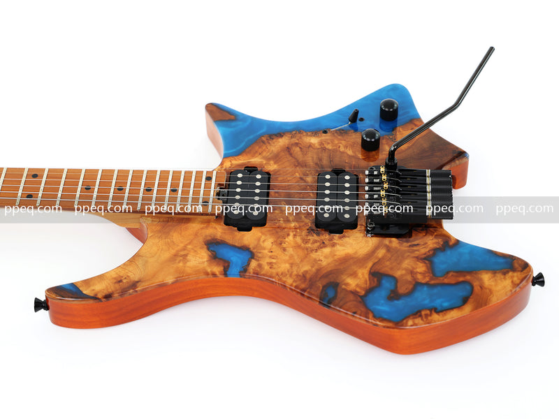 6-String Tapered Neck ResinBurl Body Headless Electric Guitar (PHG-009)