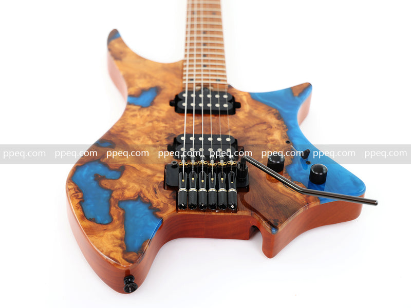 6-String Tapered Neck ResinBurl Body Headless Electric Guitar (PHG-009)