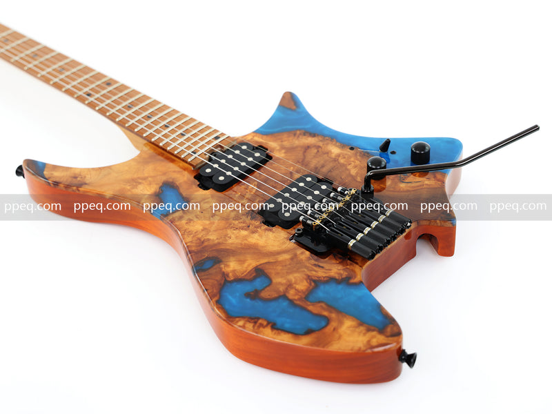 6-String Tapered Neck ResinBurl Body Headless Electric Guitar (PHG-009)
