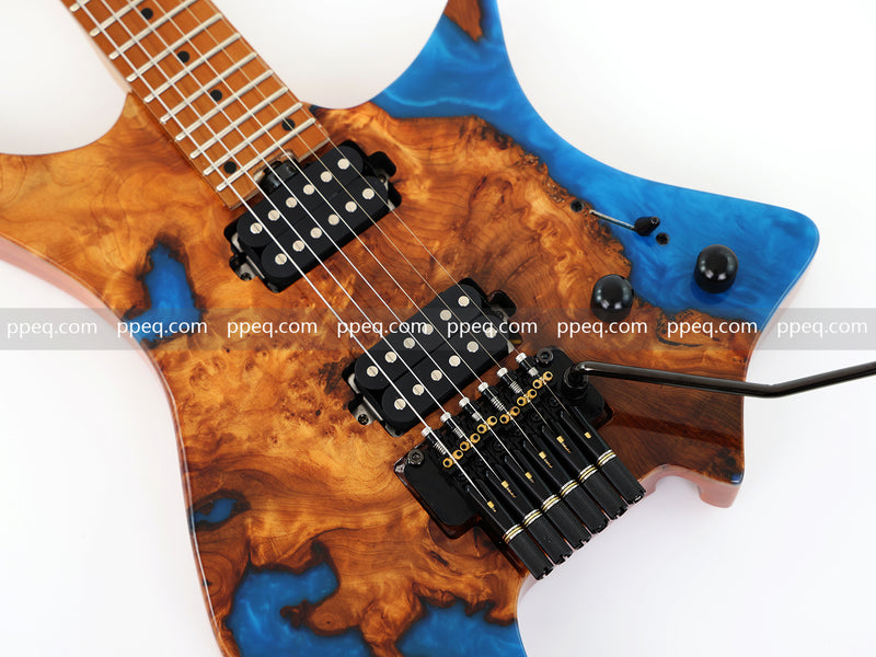 6-String Tapered Neck ResinBurl Body Headless Electric Guitar (PHG-009)