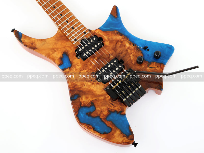 6-String Tapered Neck ResinBurl Body Headless Electric Guitar (PHG-009)