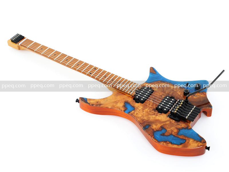 6-String Tapered Neck ResinBurl Body Headless Electric Guitar (PHG-009)