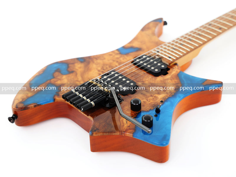 6-String Tapered Neck ResinBurl Body Headless Electric Guitar (PHG-009)