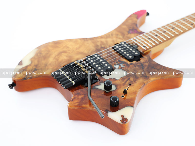6-String Tapered Neck ResinBurl Body Headless Electric Guitar (PHG-010)