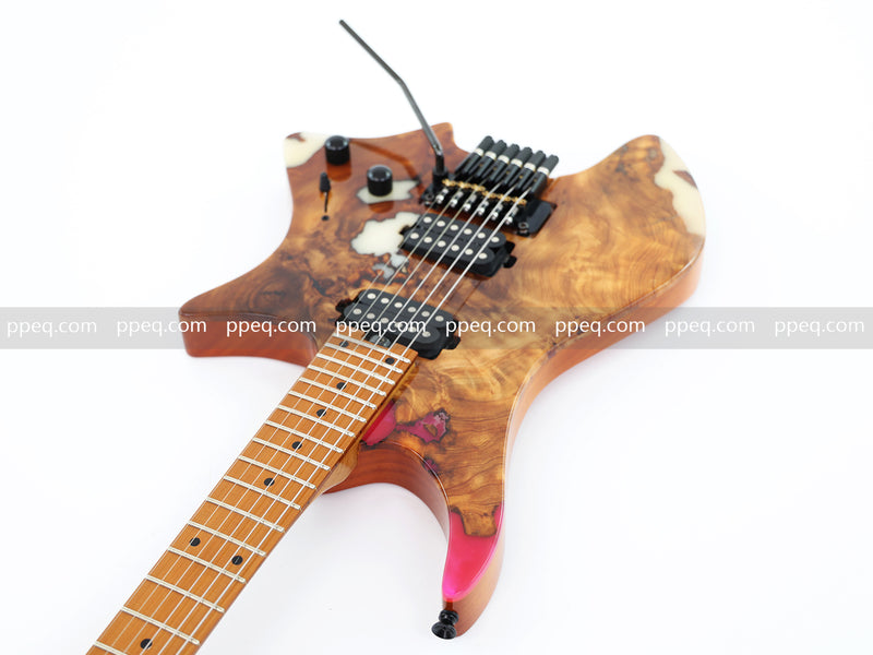 6-String Tapered Neck ResinBurl Body Headless Electric Guitar (PHG-010)