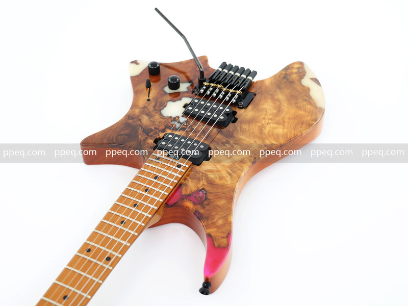 6-String Tapered Neck ResinBurl Body Headless Electric Guitar (PHG-010)