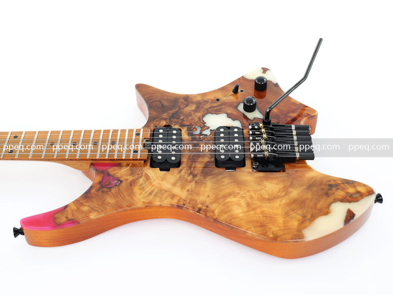 6-String Tapered Neck ResinBurl Body Headless Electric Guitar (PHG-010)
