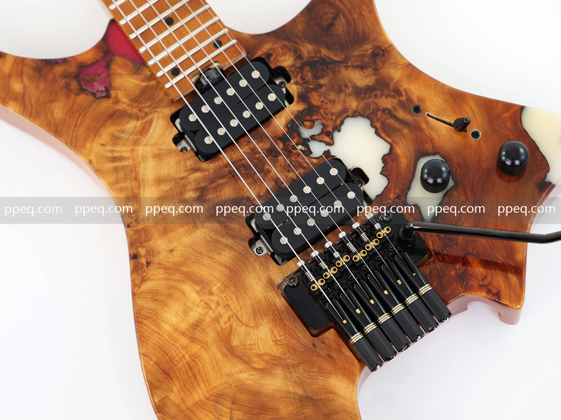 6-String Tapered Neck ResinBurl Body Headless Electric Guitar (PHG-010)