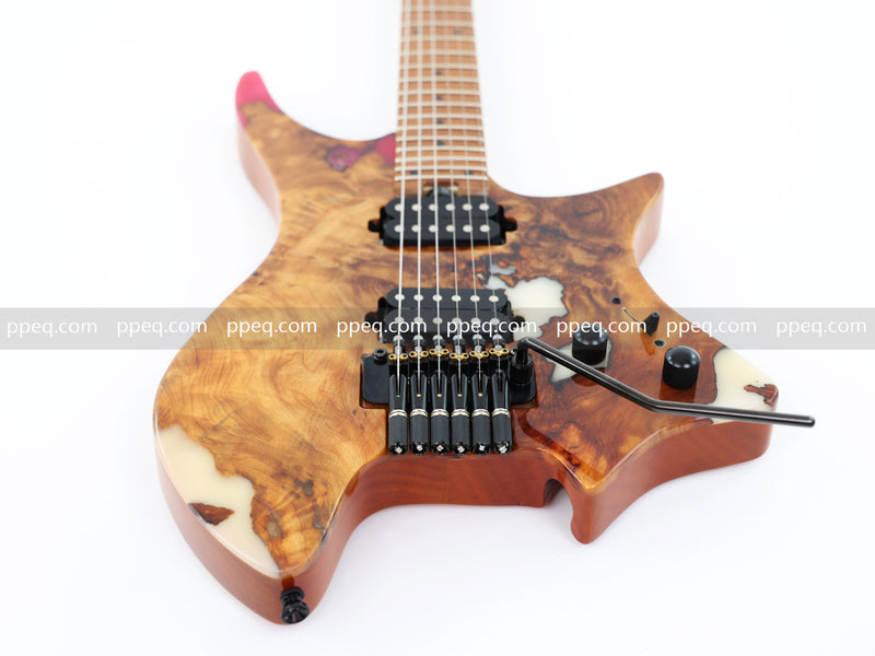 6-String Tapered Neck ResinBurl Body Headless Electric Guitar (PHG-010)