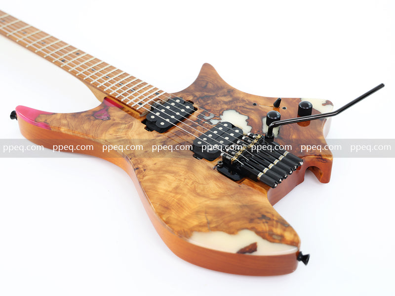 6-String Tapered Neck ResinBurl Body Headless Electric Guitar (PHG-010)