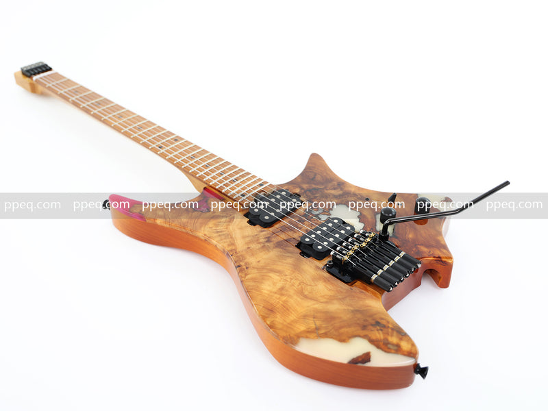 6-String Tapered Neck ResinBurl Body Headless Electric Guitar (PHG-010)