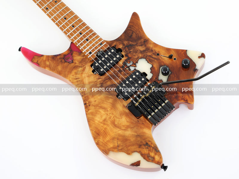 6-String Tapered Neck ResinBurl Body Headless Electric Guitar (PHG-010)