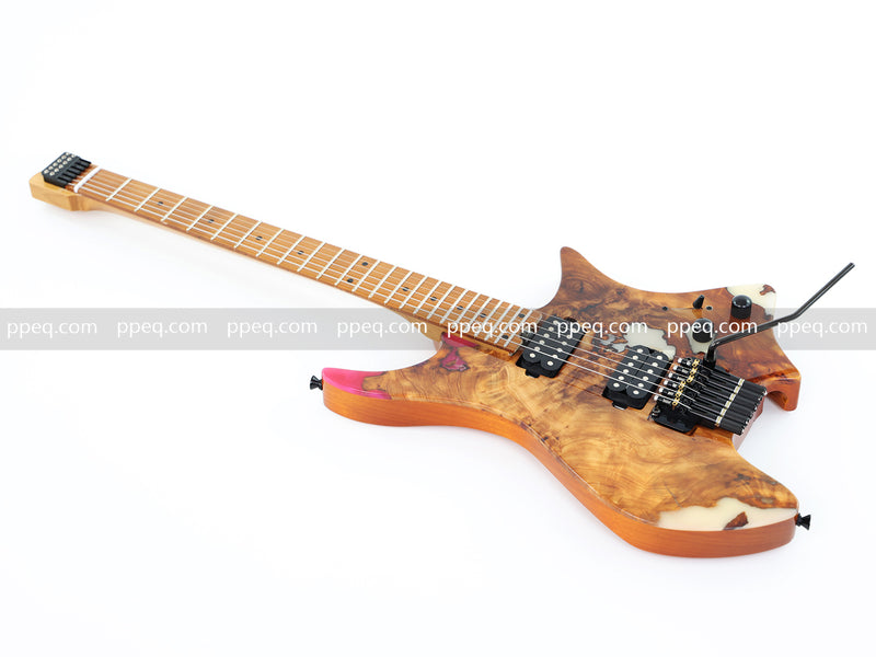 6-String Tapered Neck ResinBurl Body Headless Electric Guitar (PHG-010)