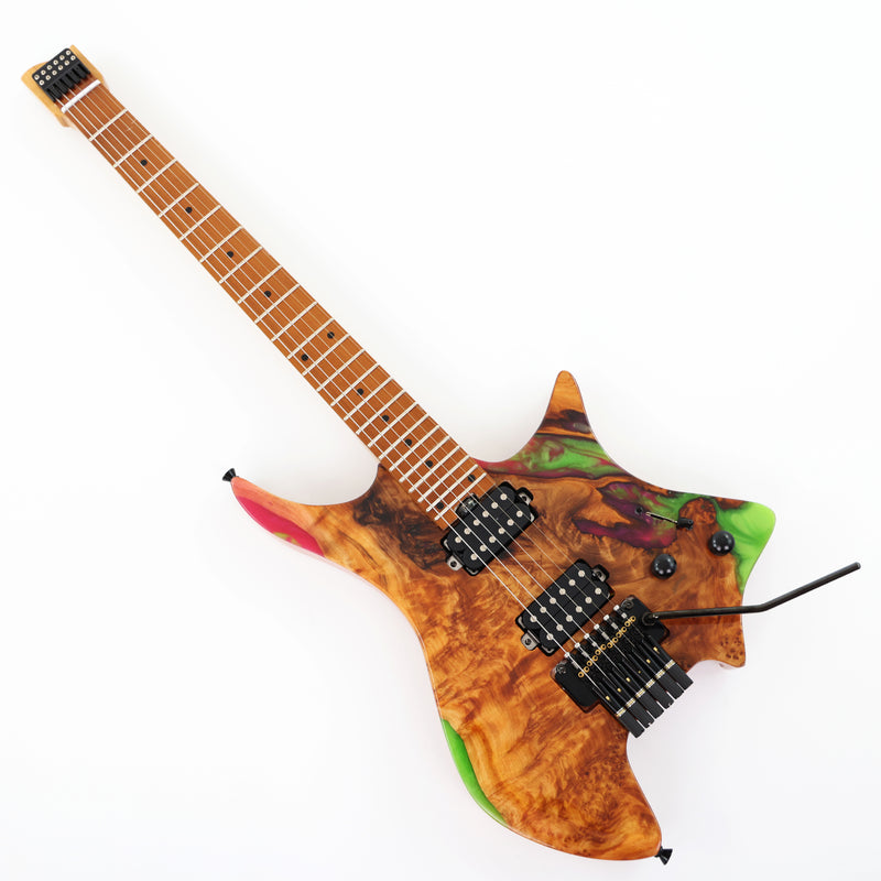 6-String Tapered Neck ResinBurl Body Headless Electric Guitar (PHG-011)
