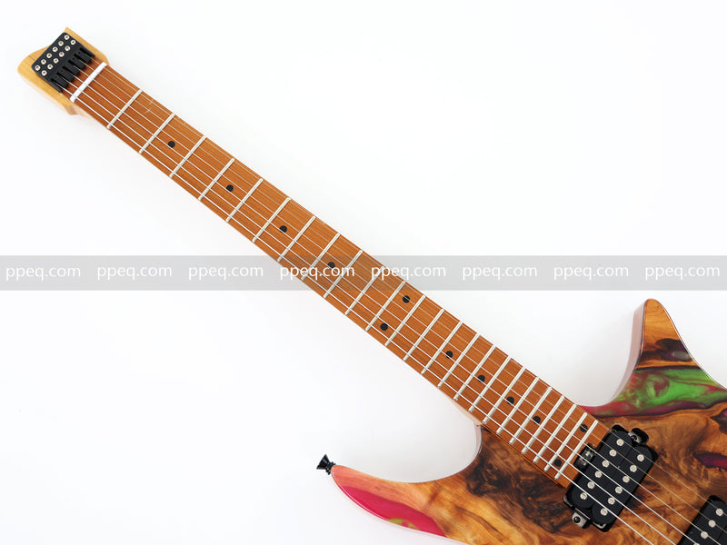 6-String Tapered Neck ResinBurl Body Headless Electric Guitar (PHG-011)