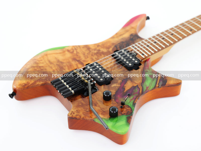 6-String Tapered Neck ResinBurl Body Headless Electric Guitar (PHG-011)