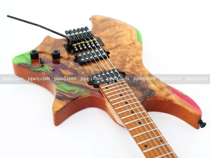 6-String Tapered Neck ResinBurl Body Headless Electric Guitar (PHG-011)