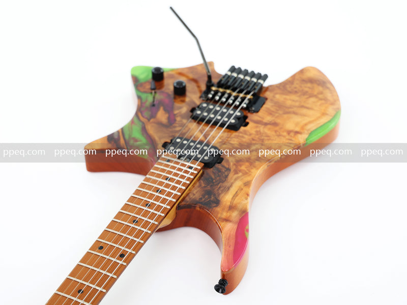 6-String Tapered Neck ResinBurl Body Headless Electric Guitar (PHG-011)