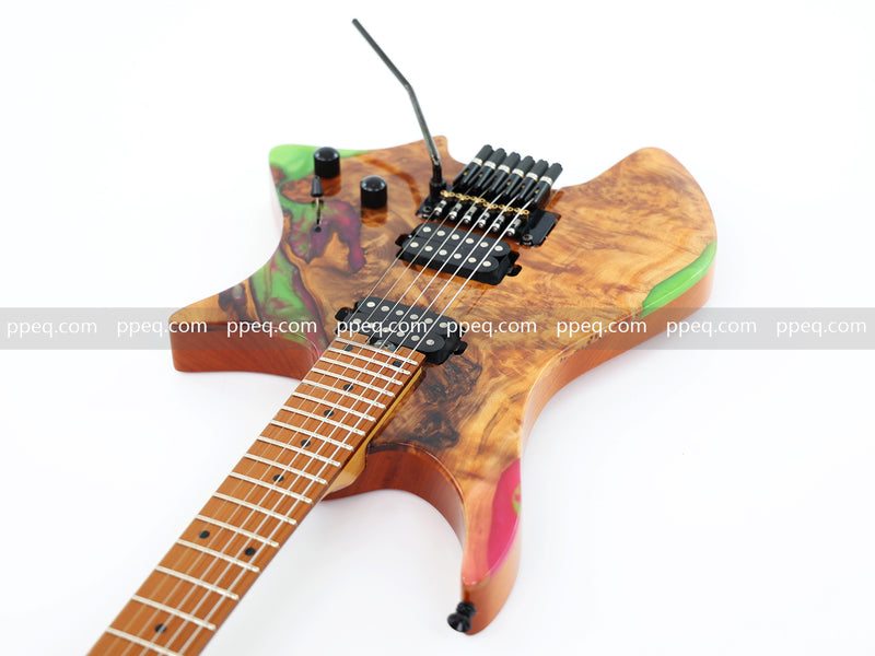 6-String Tapered Neck ResinBurl Body Headless Electric Guitar (PHG-011)
