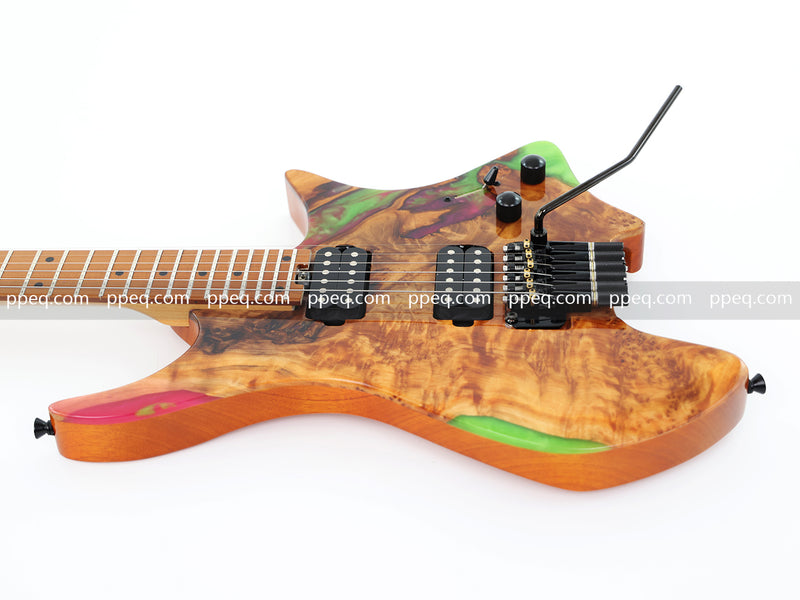 6-String Tapered Neck ResinBurl Body Headless Electric Guitar (PHG-011)