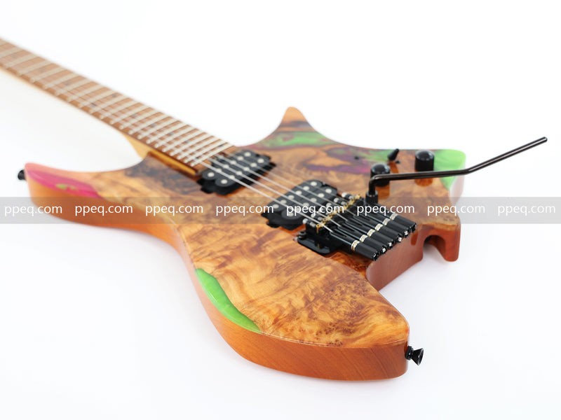6-String Tapered Neck ResinBurl Body Headless Electric Guitar (PHG-011)