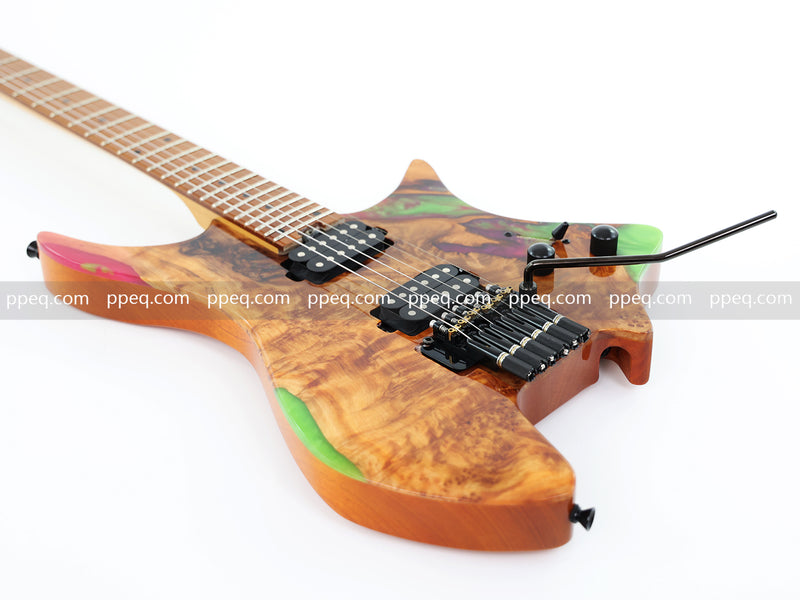 6-String Tapered Neck ResinBurl Body Headless Electric Guitar (PHG-011)