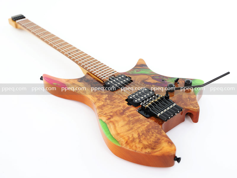 6-String Tapered Neck ResinBurl Body Headless Electric Guitar (PHG-011)